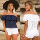 Fashion Women Off Shoulder Tops Ladies Summer Loose Casual Shirts Blouse Plus Size 2XL