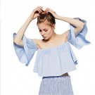 Summer Women Sexy Chiffon Off Shoulder Top Flare Sleeve Tank tops Tee Shirts Crop Top Cropped Blouse