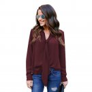 Spring Autumn Solid Bow tie V-Neck Women\'s Long Sleeve Office Lady Tops Elegant Chiffon Blusas Shir