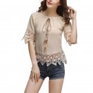 Women Summer Tops Fashion Floral Hollow Out Chiffon Adjustable O-neck Solid Lady shirts