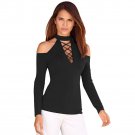 women\'s shirts Spring blouse with long sleeves blouses and shirts for women Black off shoulder top 