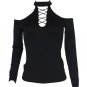 women\'s shirts Spring blouse with long sleeves blouses and shirts for women Black off shoulder top 
