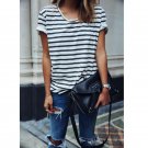 Hot New 2016 Fashion Women Ladies Short Sleeve Striped Blouses Shirts Office blusas Casual Loose Sum
