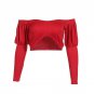 Off Shoulder Cropped Tank Tops For Women 2018 Summer Long Sleeve Ruffle Chiffon Blouses  Backless La