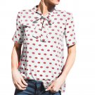 Women Kisses Red Lip Shirts Girl Chiffon Blouses Blusas Femininas 2017 Women Tops Peter pan Collar C
