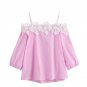 Slash  Neck off shoulder lace blouse shirt Sexy summer 2017 Three Quarter sleeve women tops Soft blo