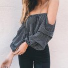 Sexy Women Off Shoulder Blouse Long Sleeve Shining Summer Beach Loose Blouses Tops New