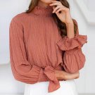 Fashion Street Style Blouse Autumn 2017 New Arrival Womens Sexy Turtleneck Long Sleeve Office Ladies