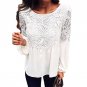 Sexy Lace White Blouse Women Ladies boho Tops Fashion Long Sleeve O-Neck Shirt Lace Plain Blusas Muj