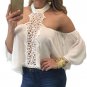 Sexy Women Lace Blusas Shirts 2017 Spring Autumn Retro Halter O Neck Blouses Ladies Off Shoulder Bac