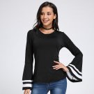 New Fashion 2017 Autumn Women Blouse Leisure Flare Sleeve Long Sleeve Casual Loose Striped Shirt Sex