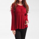 Women Casual Loose Blouses 2017 Autumn O Neck High Waist Long Sleeve Shirts Lace Patchwork Solid Vin