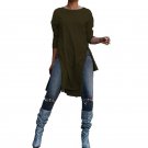 Celmia Fashion Blusas Long Sleeve O Neck Pullover Autumn Women Split Irregular Hem Solid Leisure Sim