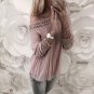 Hot Summer Women Solid Long Sleeve Loose Blouse Casual Elegant Off Shoulder Lace Crochet Splice Work