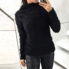 Hot Celmia Fashion Office Ladies Plush Fluffy Blouse Long Sleeve Turtle Neck Pullover Shirt Top Wint