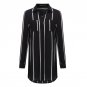 New Arrival 2017 Autumn Women Long Shirt Single Breasted Turn-down Collar Vertical Stripes Casual Wi