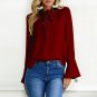 New Celmia Fashion Autumn Blusas Solid Long Sleeve Chiffon Lace-Up Bow Tie Pullover Shirt Office Lad
