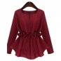 2017 Blusas Femininas Autumn Women Tops Casual Long Sleeve V Neck Linen Blouses Ladies Solid Elastic