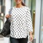 2017 Autumn Women Polka Dot Blusas Long Sleeve Shirts O Neck Irregular Hem Blouse Feminino Casual Lo