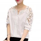 Camisas Femininas 2018 White Shirt Women Tops Hollow Out Flowers Cotton Lace Blouse moda mujer Korea