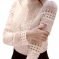 Women Chiffon Blouse Shirt Elegant 2017 Women Office Blouses Plus Size Hollow Out Lace Work Wear Blu