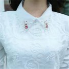 2017 New Turn Down Collar Long Sleeve Blouses Shirts Plus Size Lace Women Blouse Women Clothing Blus