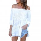 Autumn Blouse Women Long Sleeve Off Shoulder Lace Chiffon Blouse Casual Tops Slash neck White Shirt