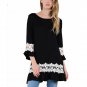 2017 European Style Women Lace Patchwork O Neck Long Sleeve Loose Soft Cotton Blouse Tops Shirt blus