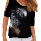 Women\'s Fashion Off Shoulder Tops Short Sleeve Blouse Casual T-Shirt