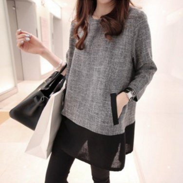 Women Tops Blouses 2016 Plus Size Women Clothing O-Neck Long Sleeve Linen Shirts White Grey XXXL 4XL