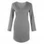 Spring Autumn Women Plunging Neck Chiffon Blouse Long Sleeve Casual Tunic Shirt Dress Irregular Fron