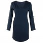 Spring Autumn Women Plunging Neck Chiffon Blouse Long Sleeve Casual Tunic Shirt Dress Irregular Fron