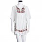 White Graceful  Women Mexican Ethnic Embroidered Pessant Hippie Blouse Gypsy Boho Mini Dress Summer 