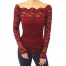 Autumn Lace Women Blouses Long Sleeve Casual Style Shirts Slash Neck Solid Color Women\'s Clothing B
