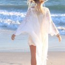 boho Women blouse shirt Fringe Lace kimono cardigan White Tassels Beach Cover Up Cape Tops Blouses d