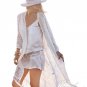 boho Women blouse shirt Fringe Lace kimono cardigan White Tassels Beach Cover Up Cape Tops Blouses d