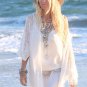 boho Women blouse shirt Fringe Lace kimono cardigan White Tassels Beach Cover Up Cape Tops Blouses d