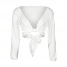 Sexy Deep V Cropped Blouse Summer Style Crop Top Women Shirt Casual White Ropa mujer veste femme Bea