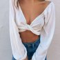 Sexy Deep V Cropped Blouse Summer Style Crop Top Women Shirt Casual White Ropa mujer veste femme Bea