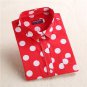 Red Polka Dot Shirts Women Formal Work Blouses Cotton Long Sleeve Ladies Office Shirt Turn-down Coll