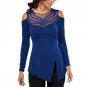 Women\'s Lace Stitching Shirts Long sleeved casual Blouse Hollow Out Ladies Blouses Off Shoulder Shi
