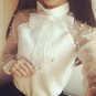 New spring elegant organza bow of Pearl White blouse casual chiffon shirt women blouses tops blusas 