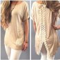 Plus Size 3 Colors Hot Sale 2017 Soft Cotton Lace Blouse Short Sleeve Long Length Shirt BOHO Style f