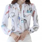 Female Fashion Printed blouses shirts women Chiffon blouse shirt tops blusas feminina Long Sleeve la