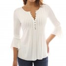 Summer Ladies Ruffle Tops Half Sleeve Vintage White Blouse Femme Causal Cotton Shirt Womens Tops And