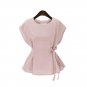 Plus Size Summer Tops Vintage Sleeveless Women Blouses 2017 Solid Peplum Top Elegant Side Lace Up Sh