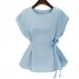 Plus Size Summer Tops Vintage Sleeveless Women Blouses 2017 Solid Peplum Top Elegant Side Lace Up Sh