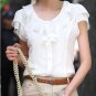 5XL Plus Size New Summer Women Fashion Short Sleeve Ruffles Chiffon Solid White Tops Blusas Casual S