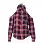 Dioufond Cold Shoulder Women Shirts 2017 Spring Style Shirt Long Sleeve Ladies Tops Plaid Red Blouse