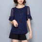 Women Blouses 2017 Summer Short Sleeve Chiffon Blouse Shirt Polka Dot Shirts Plus size Clothing Ladi